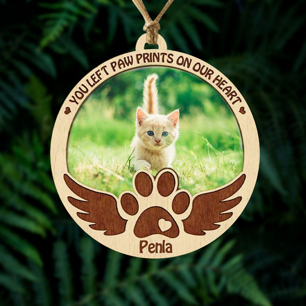 Custom Pet Memorial Christmas Ornament | Personalized Angel Wings Photo Ornament