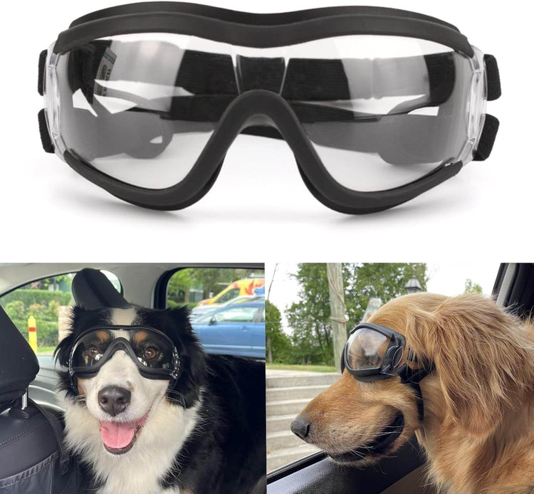 PETLESO Dog Goggles Large Breed, Large Dog Sunglasses Eye Protection for Dogs Windproof Goggles for Medium Large Dog Riding Biking Driving, Black - The Max & Rex Collection