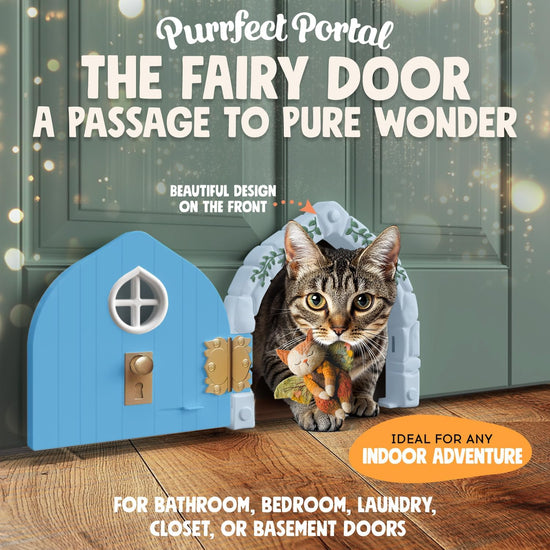 Fairy™ Door Interior Pet Door - Large Cat Door for Cats up to 20 Lbs, Durable & Versatile Indoor Kitty Door for Solid or Hollow Core, Stylish Cat Hole, Comfortable, Easy Install, with Tight Lock