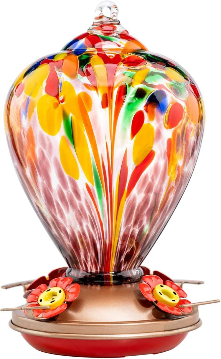 Muse Garden 34oz Blown Glass Hanging Hummingbird Feeder - The Max & Rex Collection