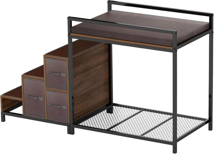 GDLF Bunk Beds Window Perch for Dogs Bedside Lounge Elevated Dog Bed Multi-Level Platform with Foam Upholstery, Non-Slip Pad and Storage - The Max & Rex Collection