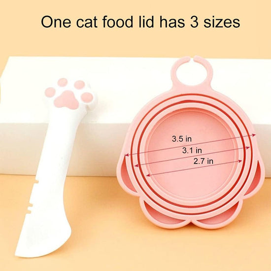 Dog Food Lids & Spoons, Can Opener Set with Cover, Cat & Dog Food Accessories, Manual Can Opener (White)