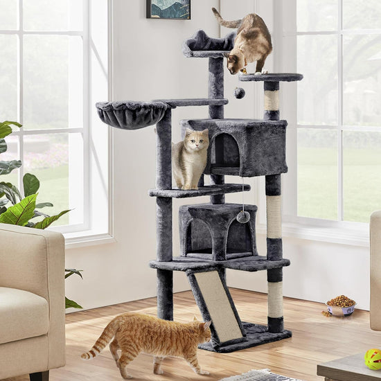 Topeakmart 57 Inches Multi-Level Cat Tree Cat Condo with Scratching Posts Kittens Activity Tower Pet Play House Furniture - The Max & Rex Collection