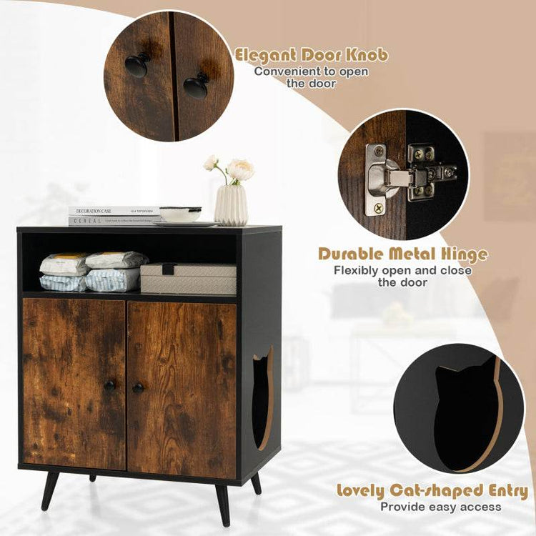 Rustic-Modern Cat Litter Cabinet with Extra Storage - The Max & Rex Collection