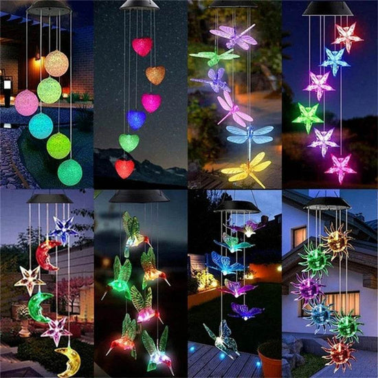 Solar Garden Wind Chime – LED Color-Changing Lights with Crystal Ball & Hummingbird Design - The Max & Rex Collection