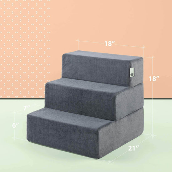 ZINUS Easy Pet Stairs, Pet Ramp, Pet Ladder, Medium, Charcoal - The Max & Rex Collection