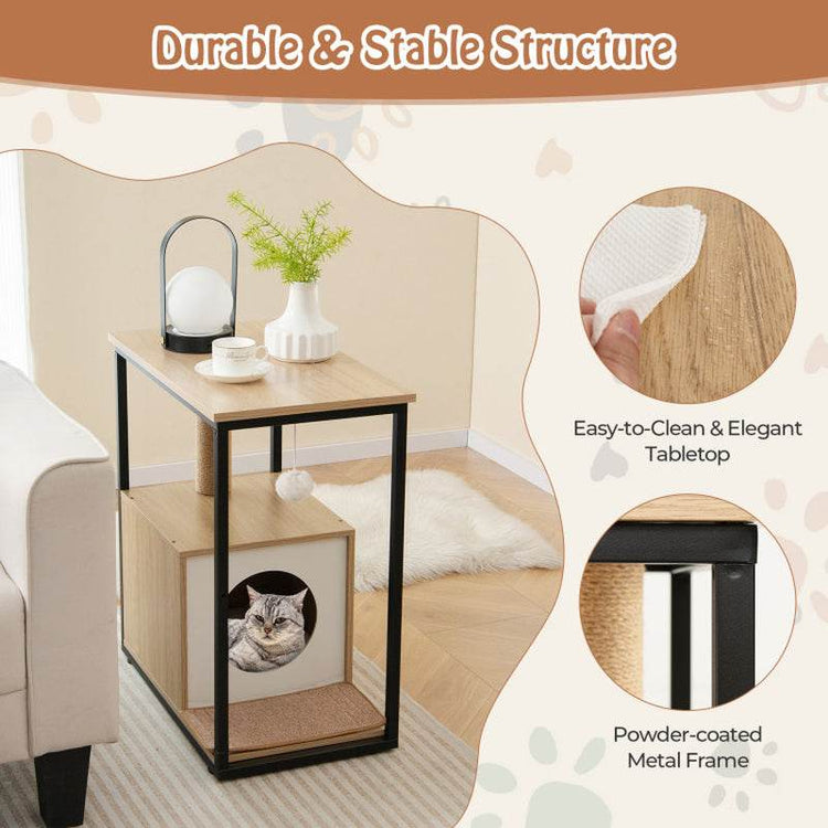 Modern Cat End Table with Scratching Post - The Max & Rex Collection