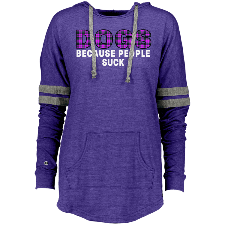 Dogs Because People Suck Hoodie – Women’s Tri-Blend Pullover with Vintage Stripes - The Max & Rex Collection
