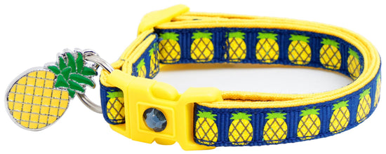 Tropical Pineapple Cat Collar β Breakaway Safety Design, Handmade - The Max & Rex Collection