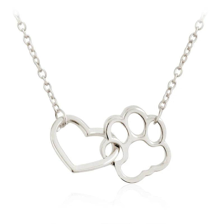 Heart & Paw Necklace — Linked Heart & Dog Paw Charm - The Max & Rex Collection