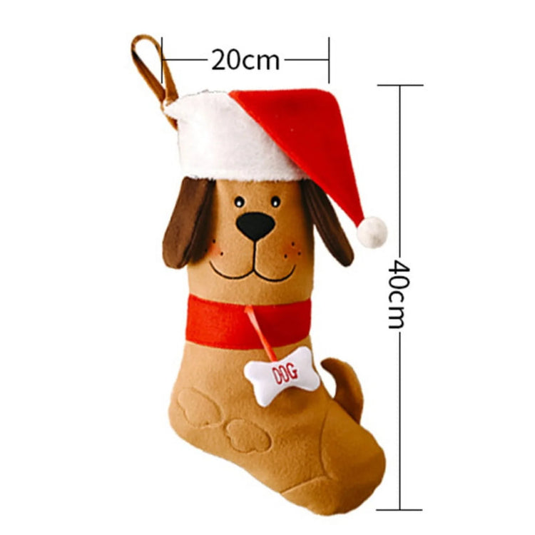 Pet Christmas Stocking Dog Paw Plaid Gift Bag Animal X-Mas Stocking Candy Gifts Bags