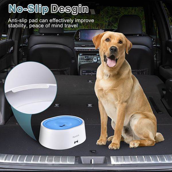 No Spill Dog Water Bowl - 2L/70oz Anti-Splash Water Dispenser with Floating Disk & Filter System for Messy Drinking Dogs - The Max & Rex Collection