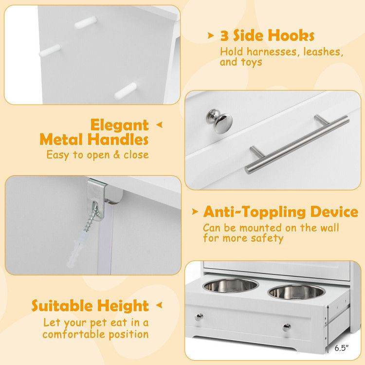 Pet Feeder Station with Stainless Steel Bowls & Storage Cabinet - Elevated Dog Food Station with Pull-Out Drawer | All-in-One Pet Organization - The Max & Rex Collection