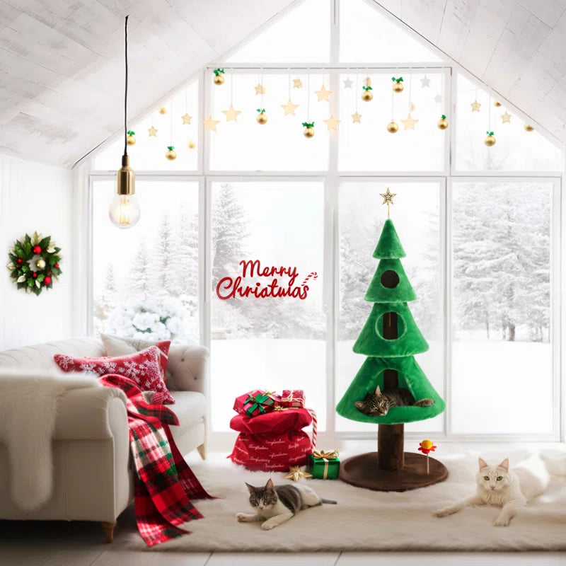 Drema 63'' H Christmas Cat Tree Condos and Toy Included