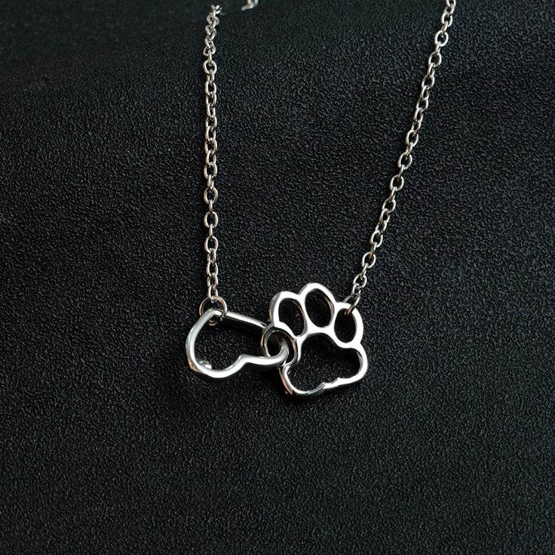 Heart & Paw Necklace — Linked Heart & Dog Paw Charm - The Max & Rex Collection
