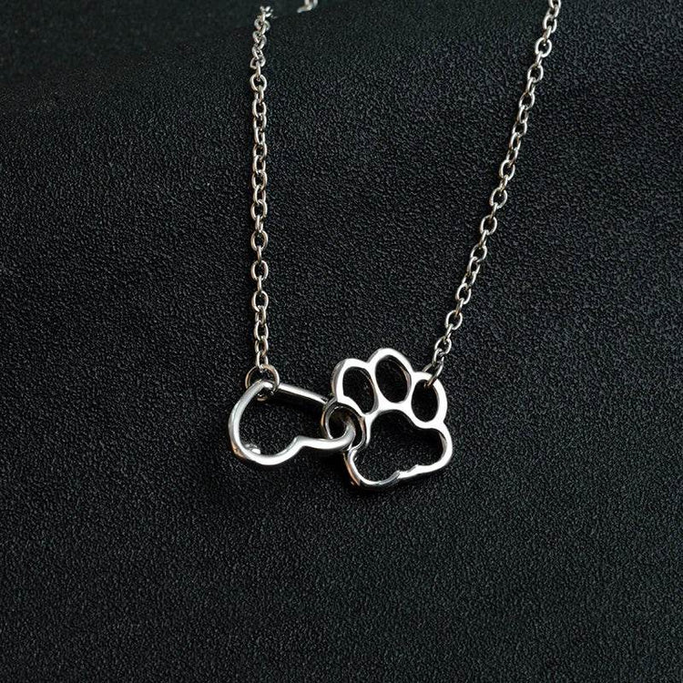 Heart & Paw Necklace — Linked Heart & Dog Paw Charm - The Max & Rex Collection