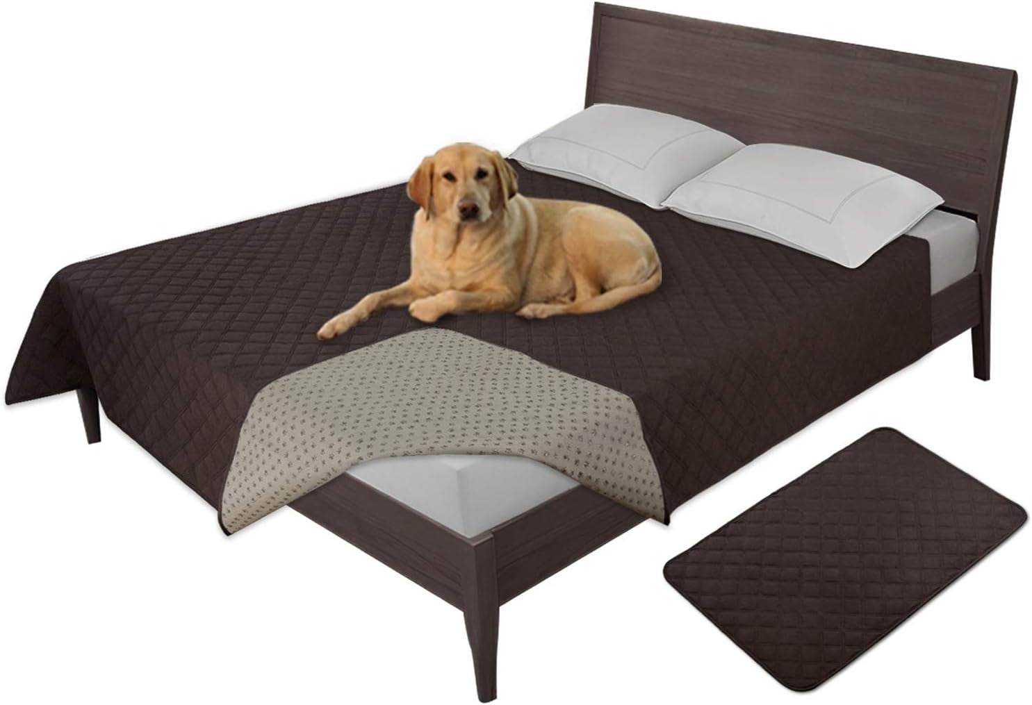 Easy-Going 100% Waterproof Dog Bed Cover Washable Couch Cover Non-Slip Sofa Cover Leakproof Blanket Furniture Protector Cover Reusable Incontinence Bed Underpads for Pets Kids Dog Cat(68X82 In,Gray) - The Max & Rex Collection