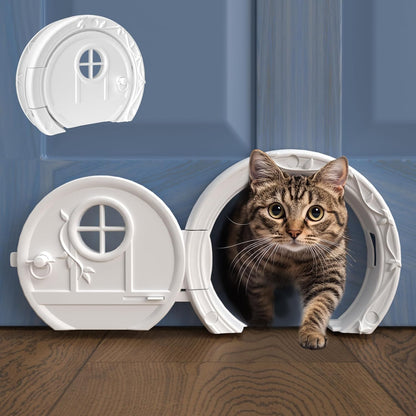 Gnome® Door Cat Door for Interior Doors - Stylish & Functional with No Flap, Lockable, and Easy Installation, Spacious Large Kitty Door for Cats up to 20 Lbs, Private and Comfortable Pet Door