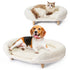 2-Piece Set Pet Beds for Medium Dogs and Cats, Thick Foam Pet Sofa with Removable Cover and Solid Wood Legs