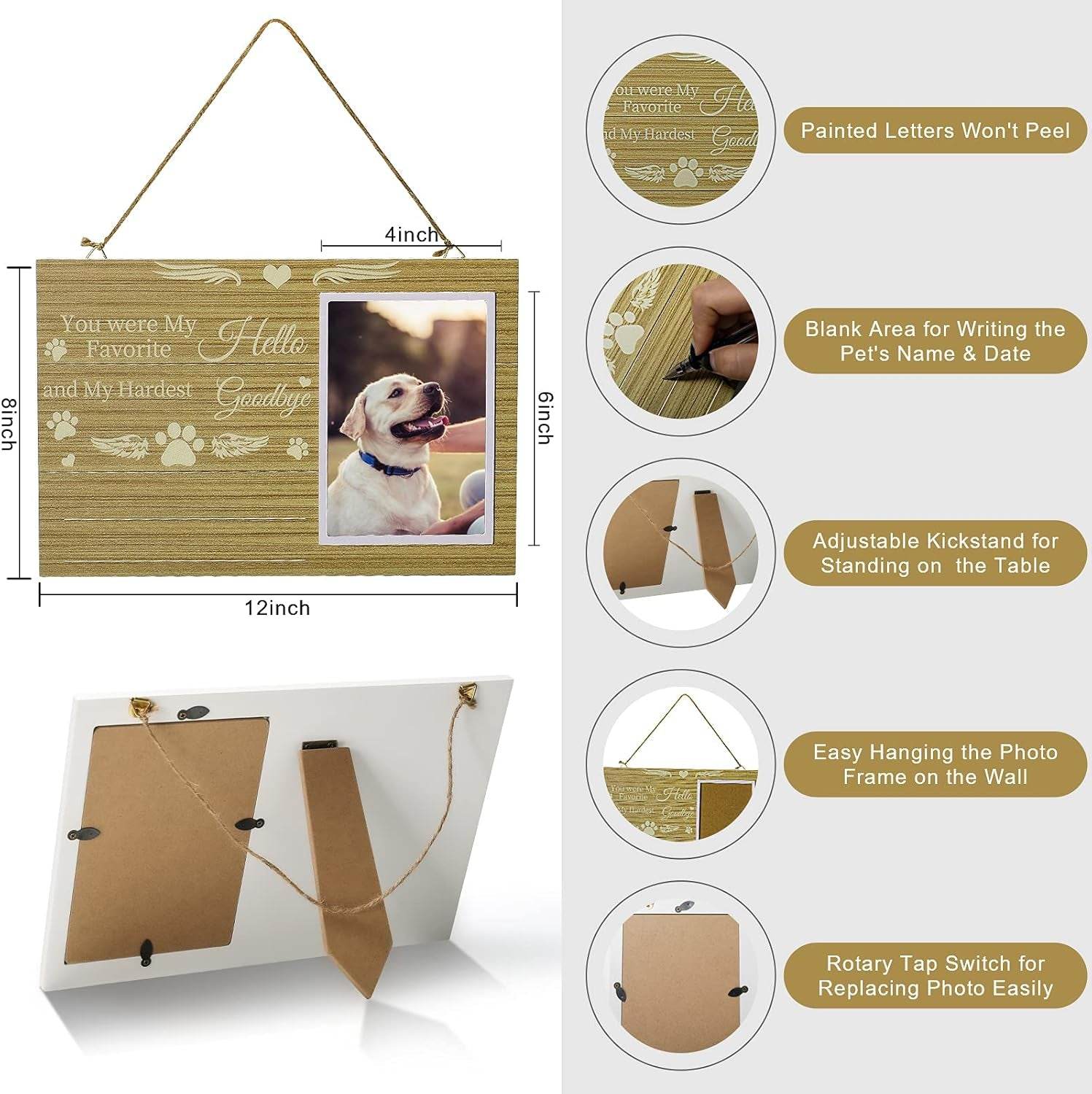 Pet Memorial Gifts Set Including Cat/Dog Memorial Picture Frame, Urn Necklace for Ashes for Women/Men and Pet Urns for Dog Ashes Small 3Pcs/2Pcs, as Dog Memorial Gifts/Pet Loss Gifts - The Max & Rex Collection