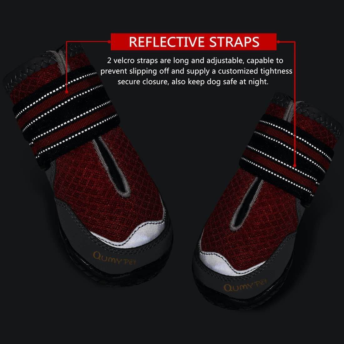 QUMY 2PCS Dog Boots for Large Dogs, Medium Dog Shoes & Paw Protectors for Hot Pavement, Summer Heat Protection, Mesh Breathable Nonslip Dog Booties for Hardfloors, Walking Running Hiking Red Size 2 - The Max & Rex Collection