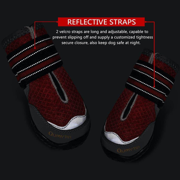 QUMY 2PCS Dog Boots for Large Dogs, Medium Dog Shoes & Paw Protectors for Hot Pavement, Summer Heat Protection, Mesh Breathable Nonslip Dog Booties for Hardfloors, Walking Running Hiking Red Size 2 - The Max & Rex Collection