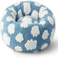 Donut Calming Pet Beds, Cute Modern Beds with Jacquard Shaggy Plush & anti Slip Bottom, 30 Inch, Blue