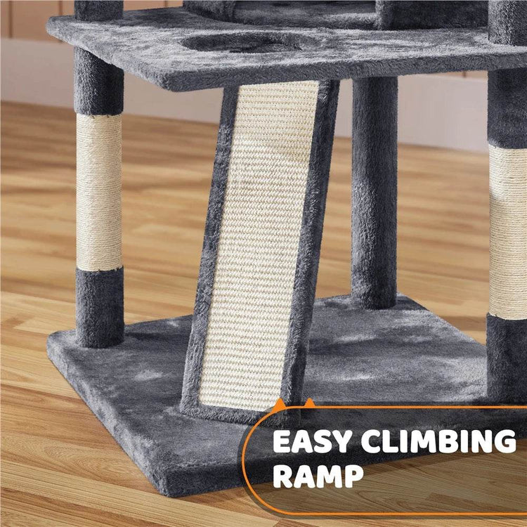 Renwick 69in Large Cat Tree Tower with Condos &amp; Scratching Board - Dark Gray - The Max & Rex Collection