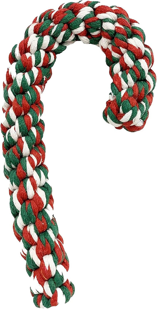 Midlee Candy Cane Rope Christmas Dog Toy (Large)- Thick Big Chew Pet Holiday Puppy Toy -Red White Green