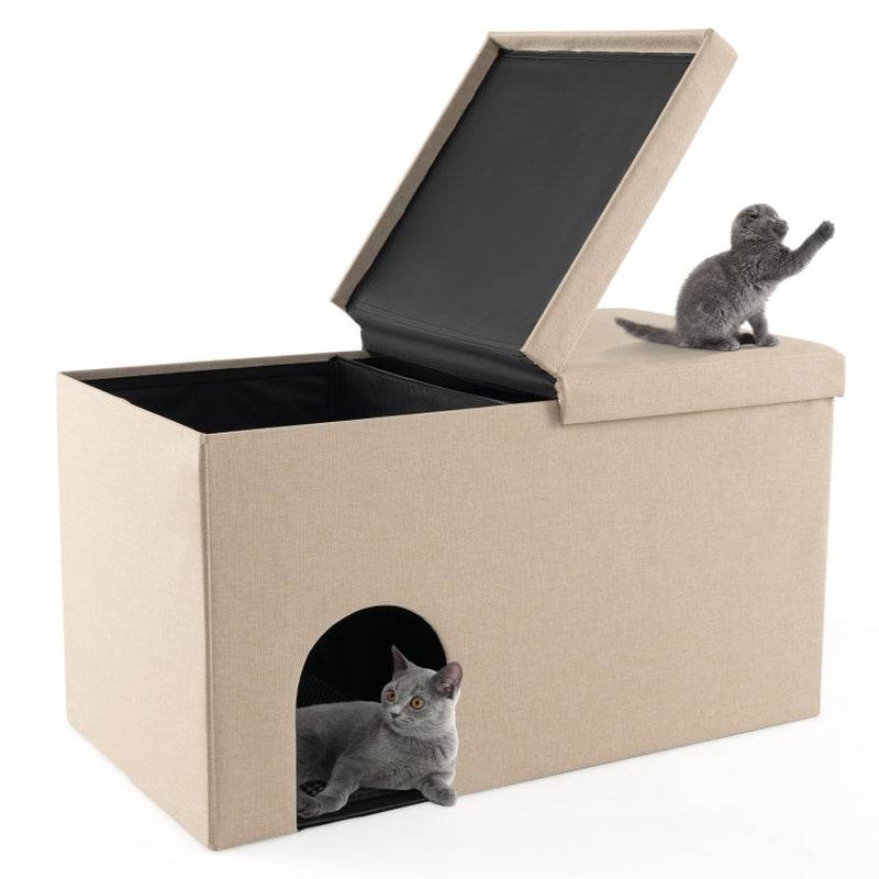Cat Litter Box Enclosure Hidden Furniture with Urine Proof Litter Mat - The Max & Rex Collection