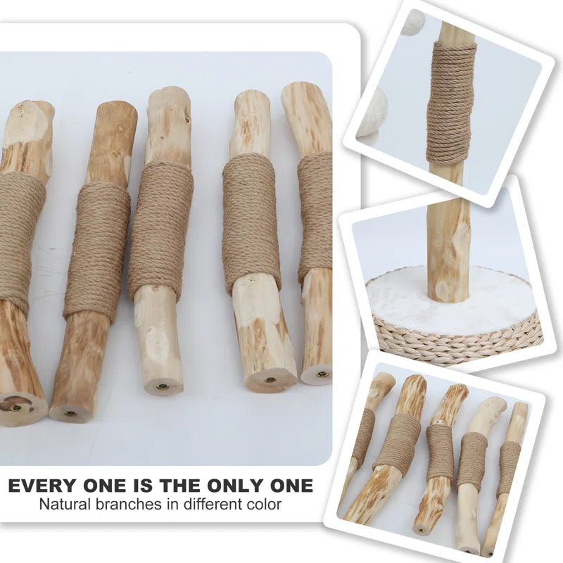 Kelston 40.5" Cat Tree for Indoor Small Cats, Woven Cattail Fabric