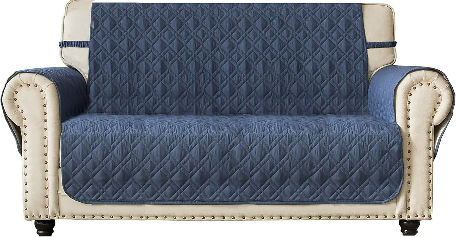 Ameritex Loveseat Cover Water-Resistant Quilted Furniture Protector with Back Nonslip Paws Slipcover for Dogs, Kids, Pets Loveseat Slipcover Stay in Place for Leather (54", Beige)