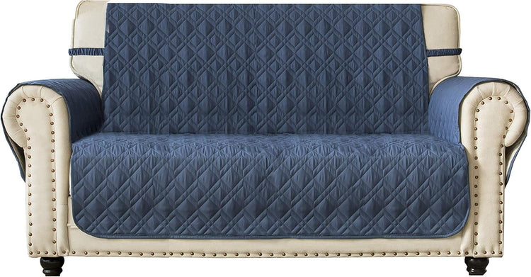 Ameritex Loveseat Cover Water-Resistant Quilted Furniture Protector with Back Nonslip Paws Slipcover for Dogs, Kids, Pets Loveseat Slipcover Stay in Place for Leather (54", Beige)