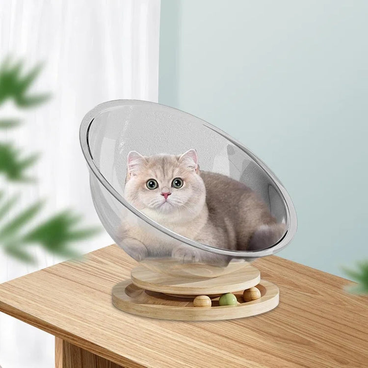 Acrylic Space Capsule Cat Bed – Clear Bubble Lounge