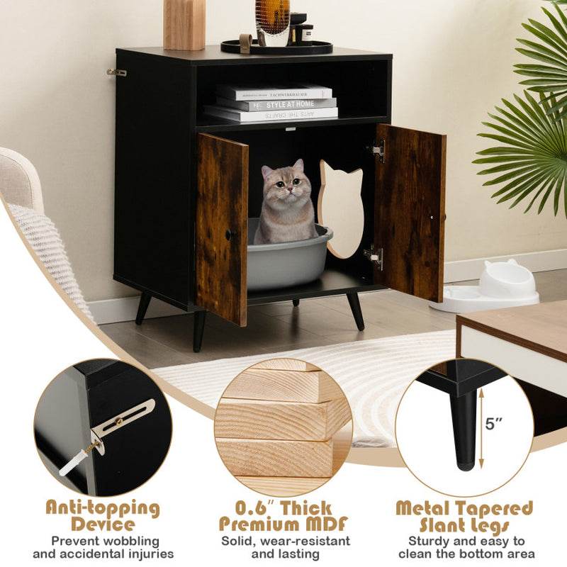 Rustic-Modern Cat Litter Cabinet with Extra Storage - The Max & Rex Collection