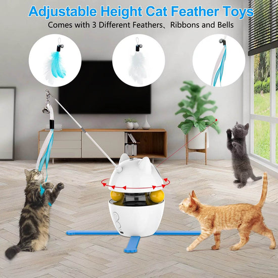 Automatic 3 in 1 Interactive Cat Toy with Laser and Feather for Indoor - The Max & Rex Collection