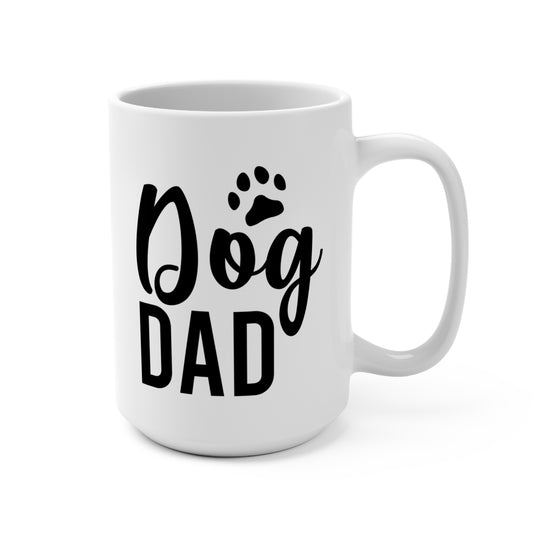 Dog Dad 15oz Ceramic Mug — Paw Print Coffee Cup, Gift for Dog Lovers