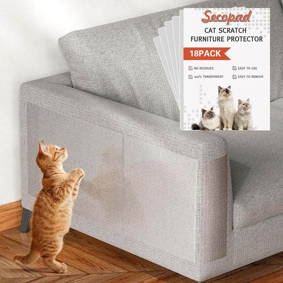 18 Pcs Large Cat Scratch Furniture Protector, Transparent Couch Protector from Cat Claws, Single-Sided Self Adhesive anti Pet Deterrent Sofa Cover, 17In - The Max & Rex Collection