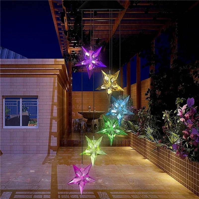 Solar Garden Wind Chime – LED Color-Changing Lights with Crystal Ball & Hummingbird Design - The Max & Rex Collection