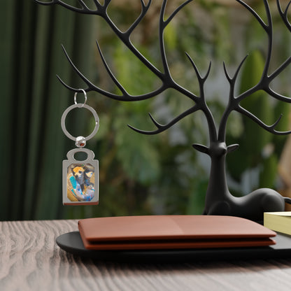 Personalized Rectangle Photo Keyring — Custom Pet Photo Metal Keychain