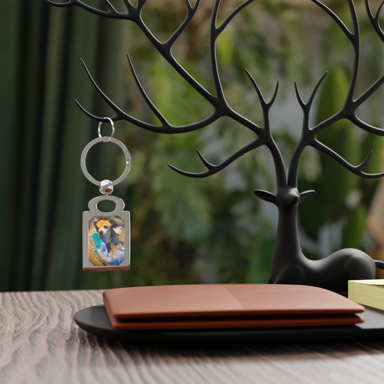 Personalized Rectangle Photo Keyring — Custom Pet Photo Metal Keychain