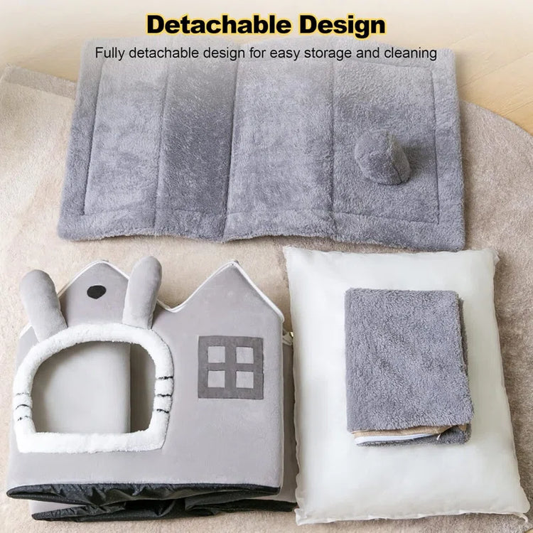Luxury Plush Indoor Pet House – Soft & Cozy Dog and Cat Bed with Warm Cushion