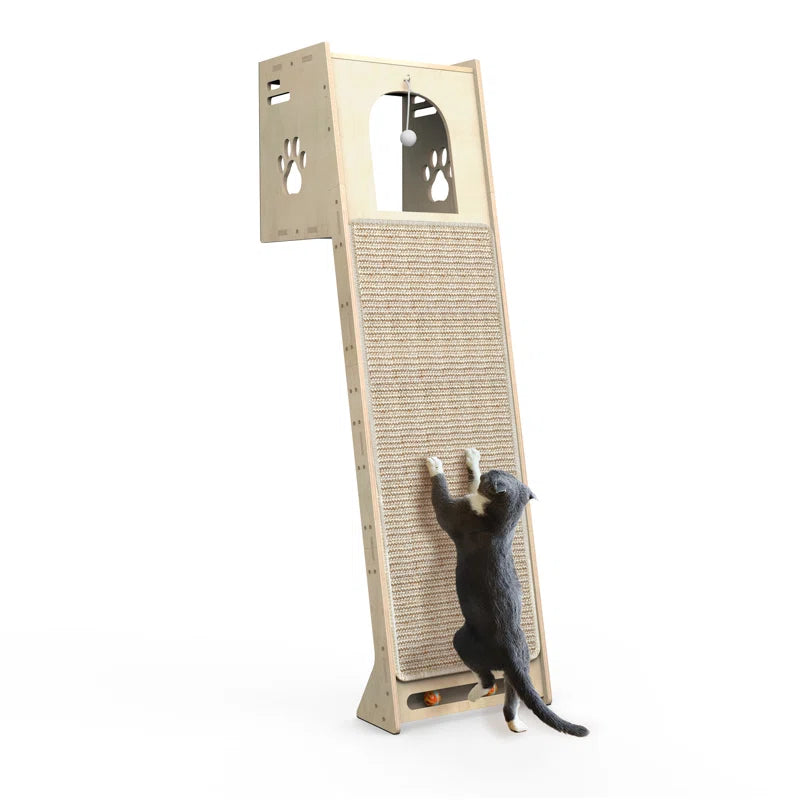 Emaliya Leaning Cat Climbing Tree Tower Condo with Scratching Mat for Window Wall