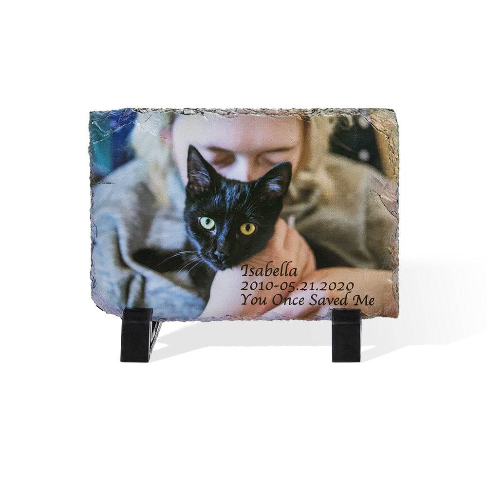Custom Pet Memorial Photo Slate - Personalized Engraved Stone Keepsake with Stand - The Max & Rex Collection