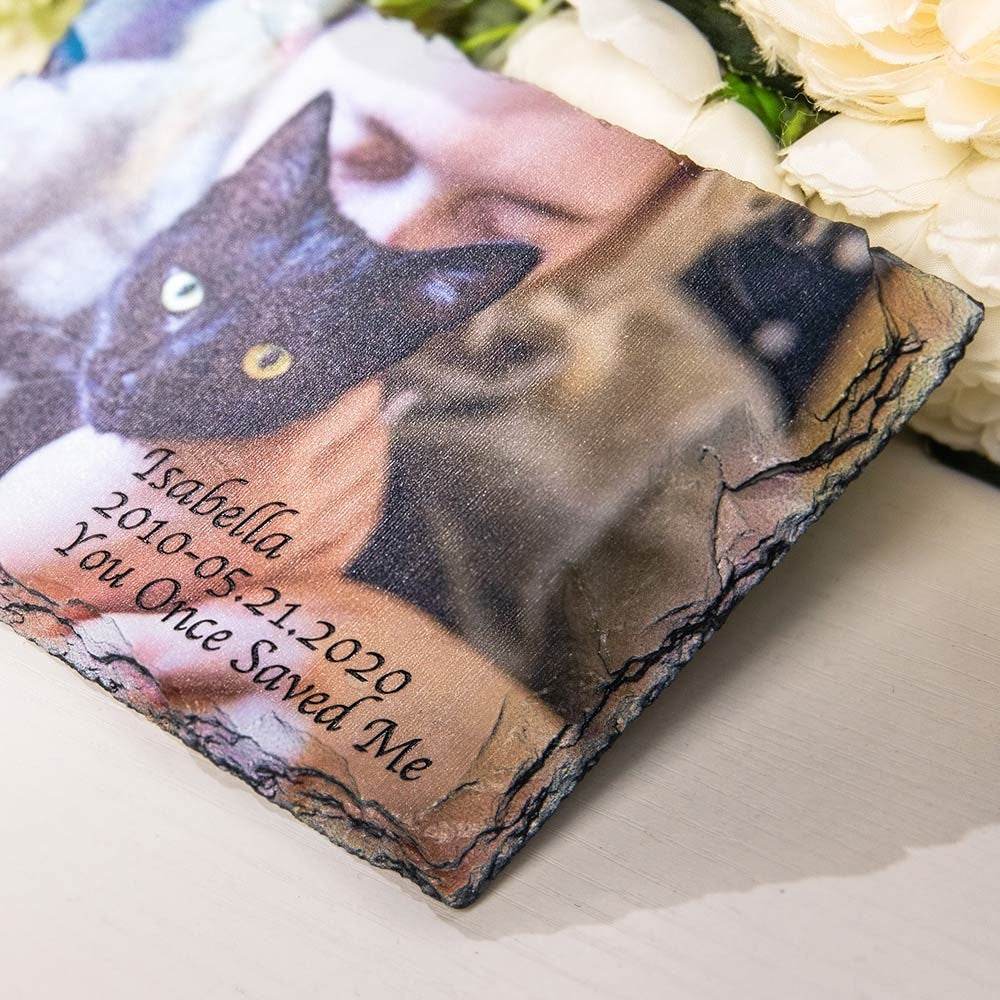 Custom Pet Memorial Photo Slate - Personalized Engraved Stone Keepsake with Stand - The Max & Rex Collection