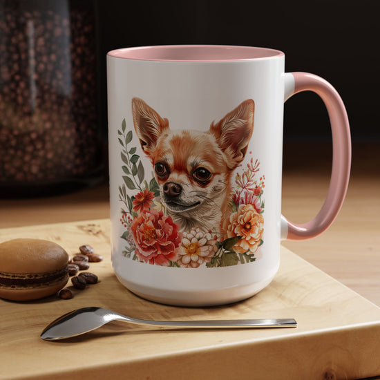 Chihuahua Floral Mug | 15oz Coffee Mug for Dog Lovers