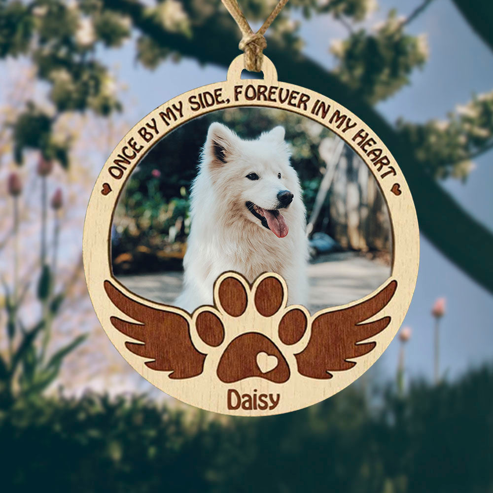 Custom Pet Memorial Christmas Ornament | Personalized Angel Wings Photo Ornament