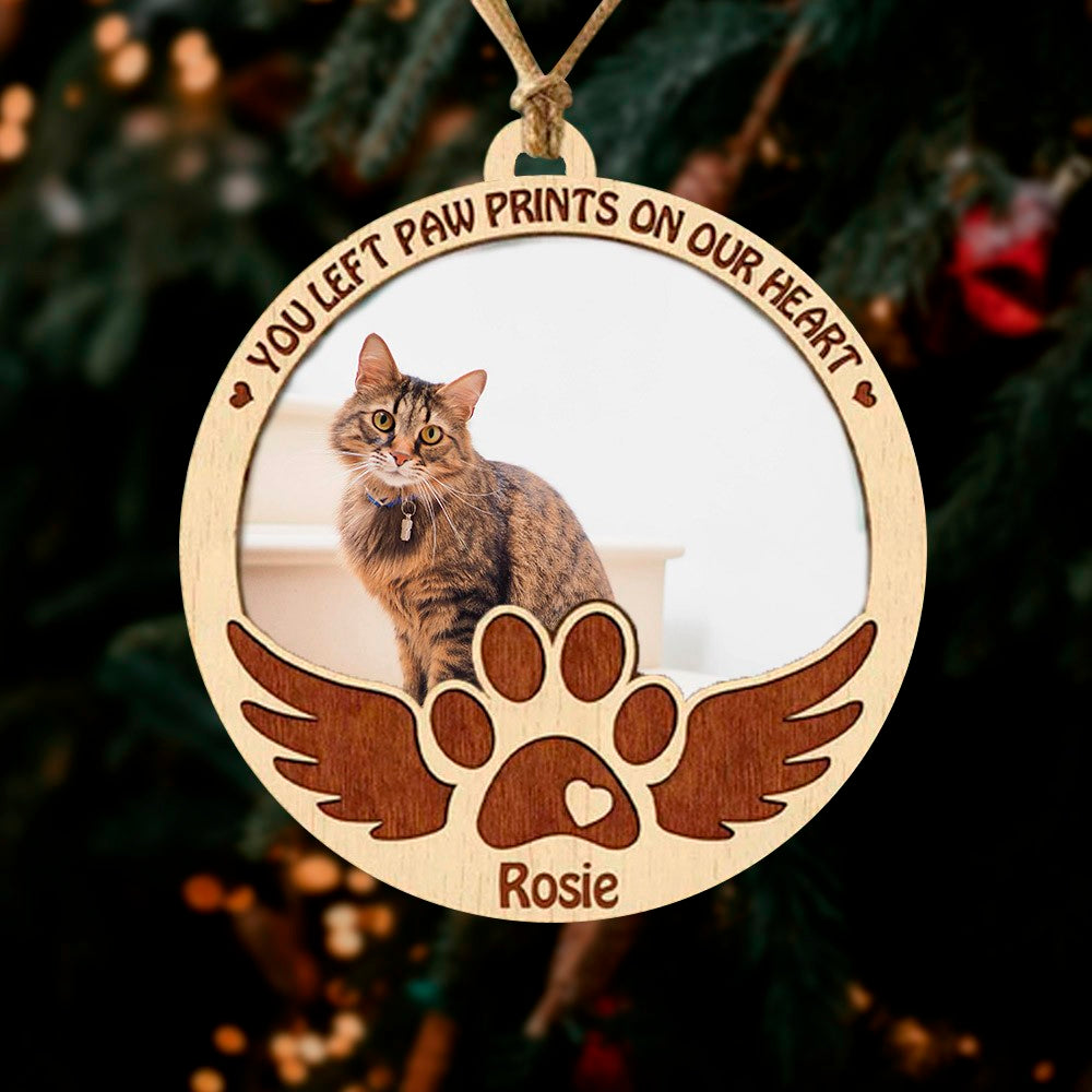 Custom Pet Memorial Christmas Ornament | Personalized Angel Wings Photo Ornament