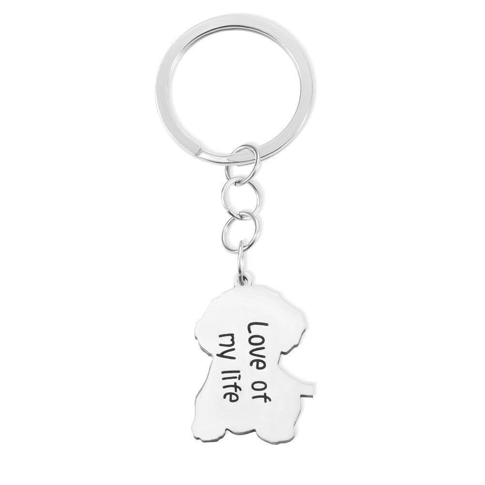 Custom Pet Photo Keychain - Engraved Sterling Silver with Personalized Message - The Max & Rex Collection