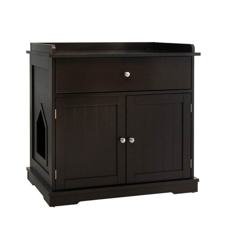 Wooden Cat Litter Box Enclosure with Drawer Side Table Furniture - The Max & Rex Collection